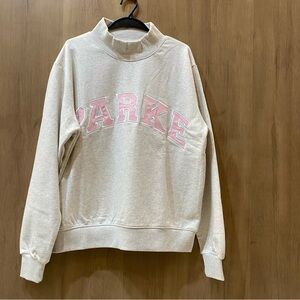 Parke Cream Pullover Sweatshirt with Pink Collegiate Applique